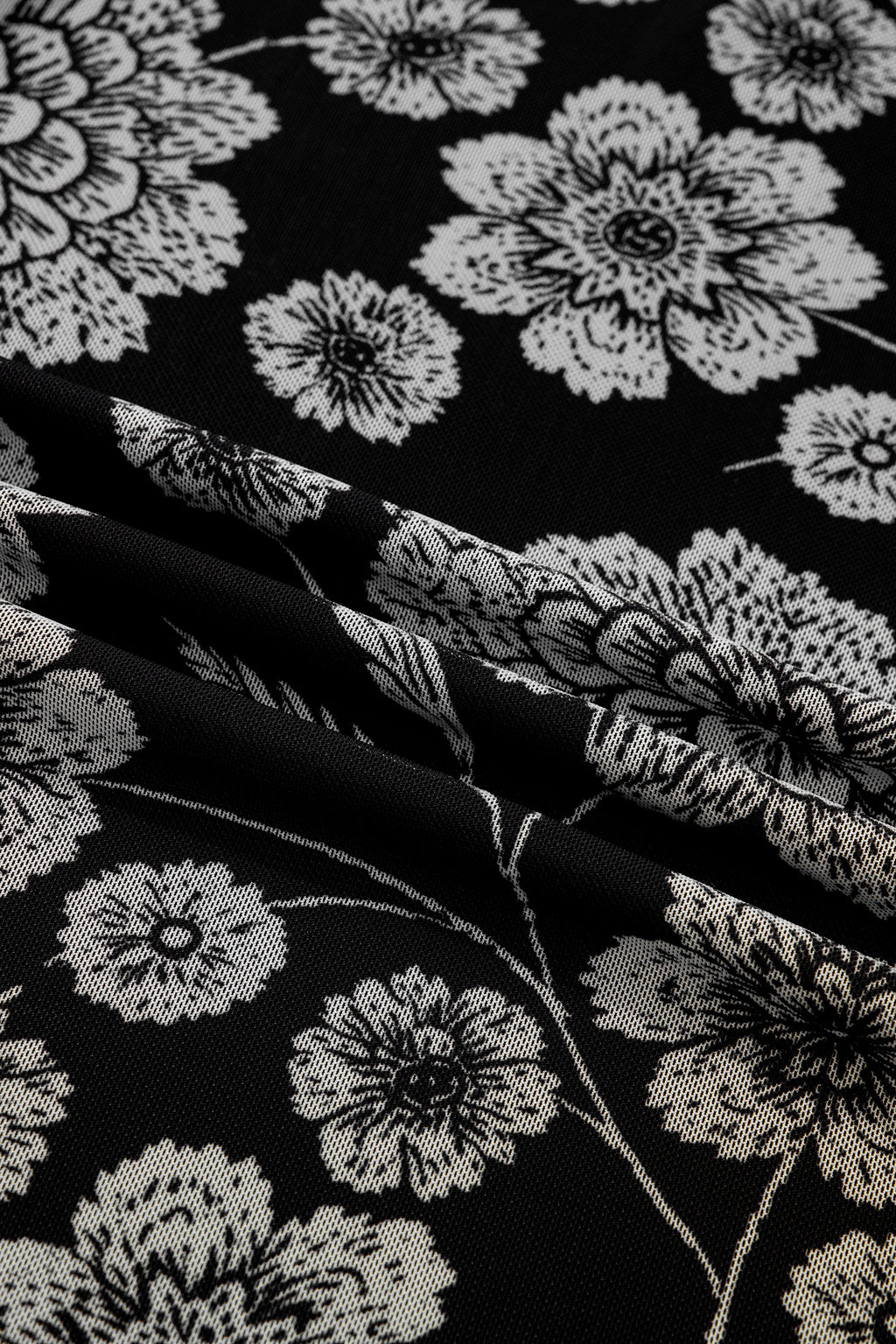Thumbhole Long Sleeve Floral Print Mesh Top