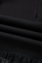 Black Solid Color Sleeveless Sheer Floral Lace Patchwork Long Dress