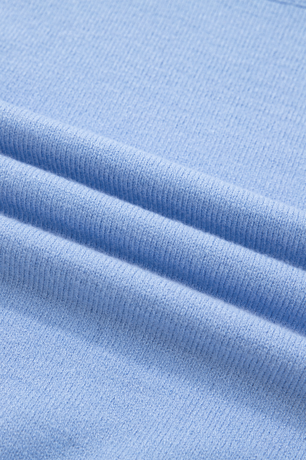 Solid Color Ribbed Trim Round Neck Ruffle Short Sleeve Sweater
