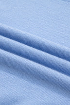 Solid Color Ribbed Trim Round Neck Ruffle Short Sleeve Sweater