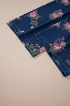 Floral Print Pleated High Waist Wide Leg Denim Jumpsuit