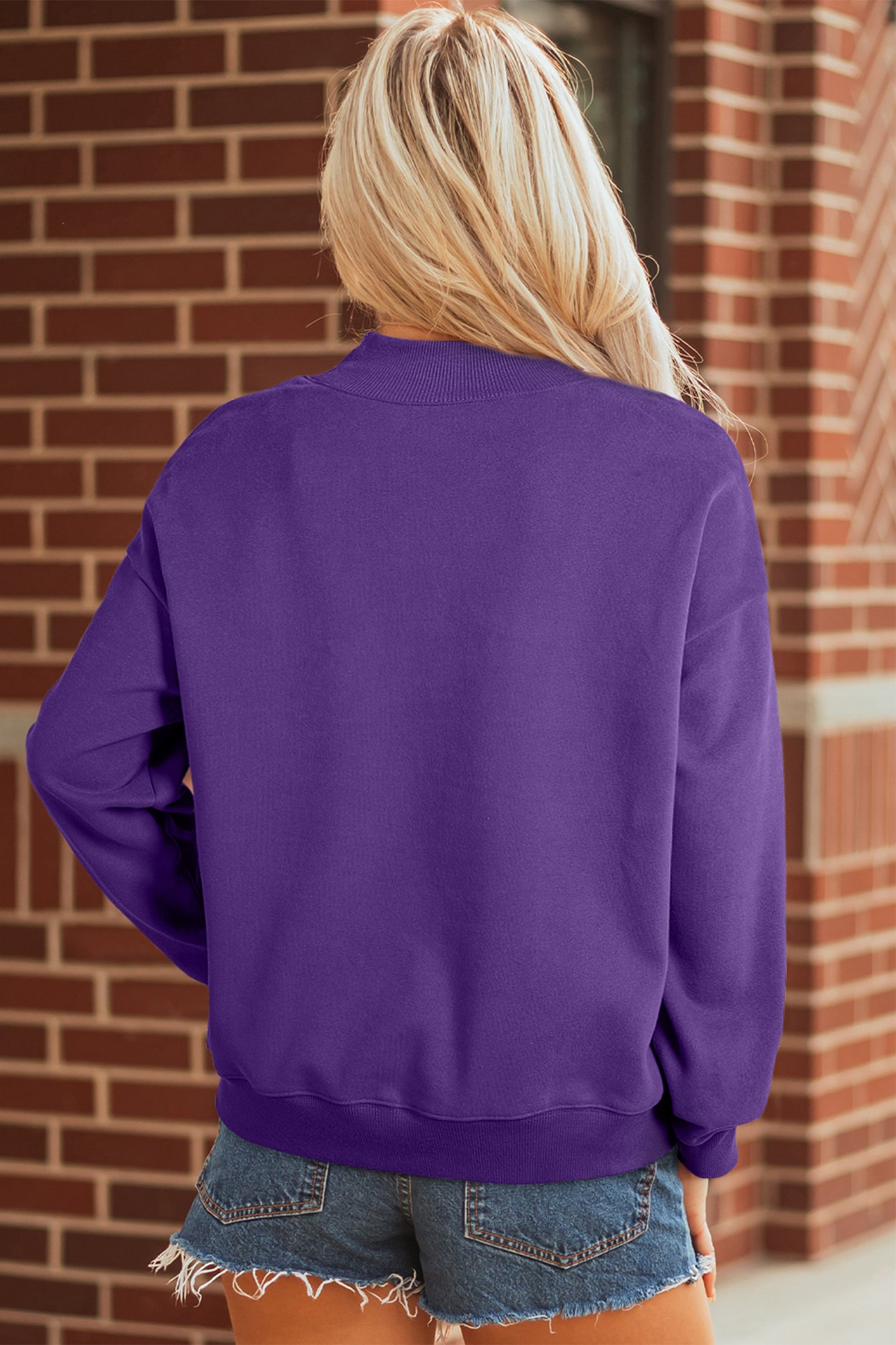 Solid Color Oversized Mock Neck Sweatshirt