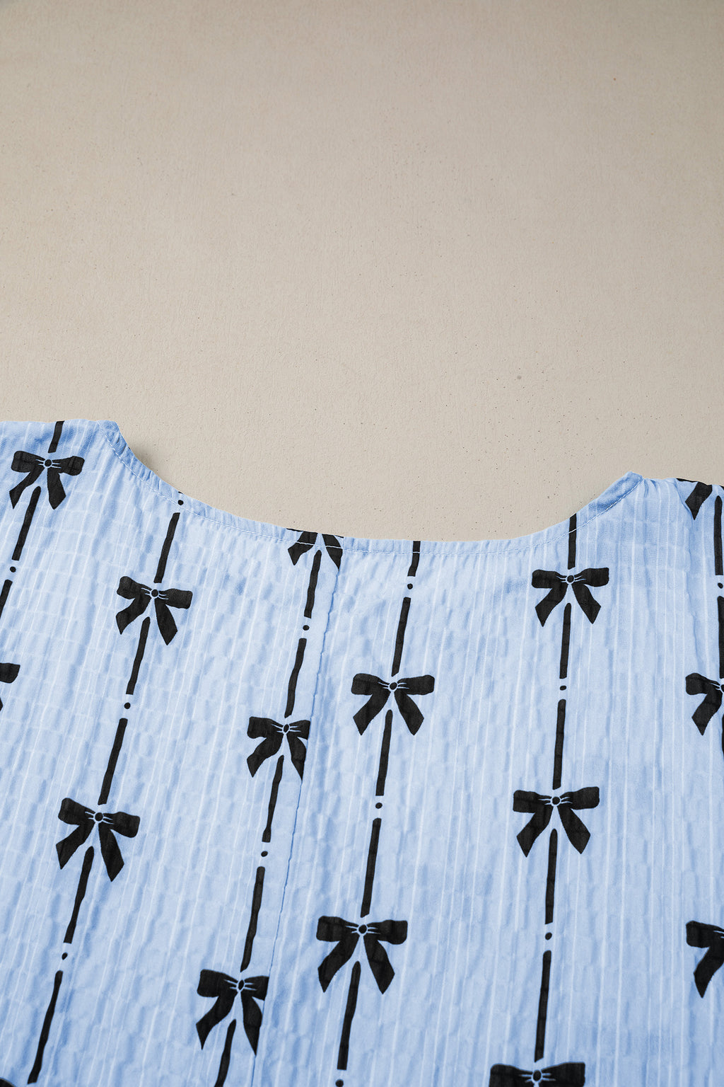 Bow Print Puff Short Sleeve Top