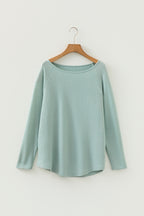 Textured Raglan Sleeve Knit Loose Top
