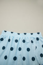 Ribbed Trim Polka Dot Print Tank Split Mini Skort 2pcs Set