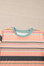 Multicolor Stripes Crew Neck T Shirt