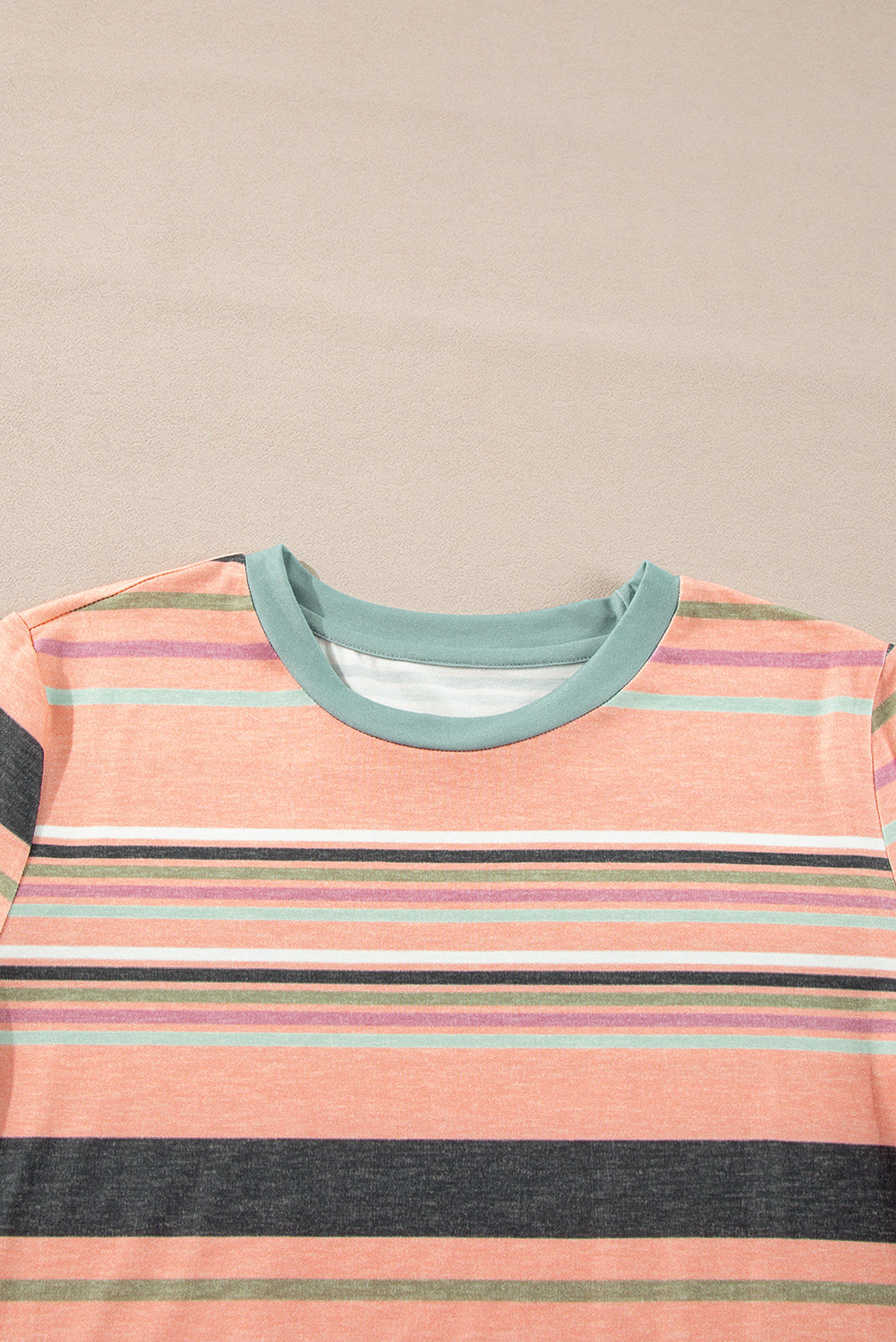 Multicolor Stripes Crew Neck T Shirt