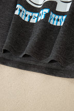 Carbon Grey YEE HAW Boots STATE OF MIND Fringed Sleeve Tee