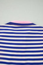 Textured Stripe Print Contrast Trim Zip Collar Sleeveless 2pcs Skort Set