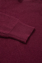 Burgundy Lace Bowknot Asymmetric Neck Sweater