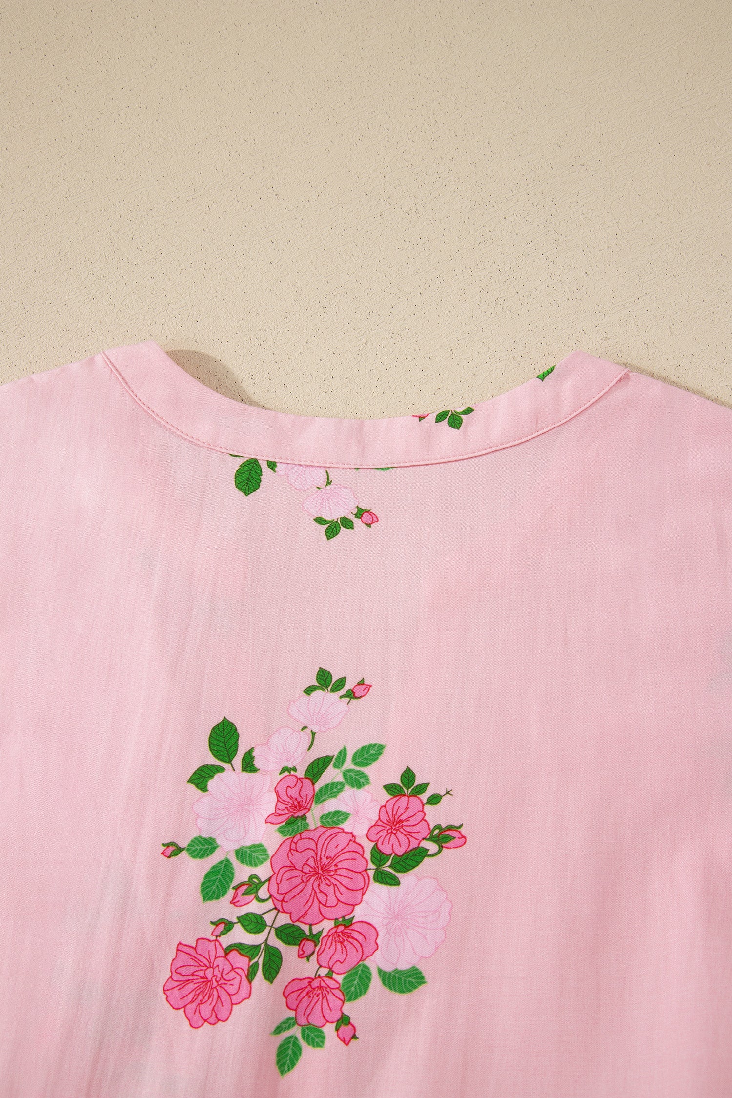 Notched Neck Flutter Short Sleeve Floral Print Maxi Dress