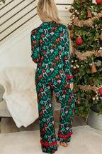 Green Festive Bow Print 2pcs Pyjama Pant Set