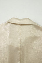 Collared V Neck Half Sleeve Metallic Top