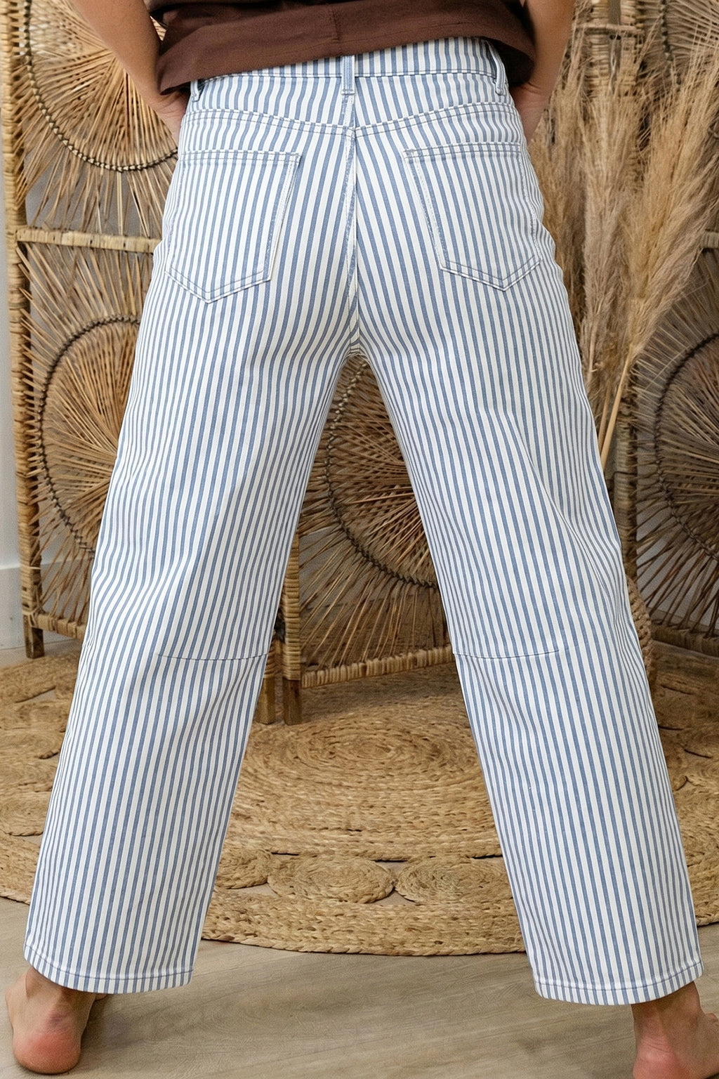 Striped Casual Barrel Jeans