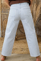 Striped Casual Barrel Jeans