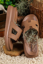 Cutout Design Open Toe Platform Slippers (Run Small, Size Up)