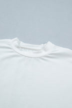 White Asymmetric Lace Hem Patchwork Tee