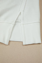 White Bow Sequin XOXO Letter Graphic Exposed Seam Baggy Sweatshirt
