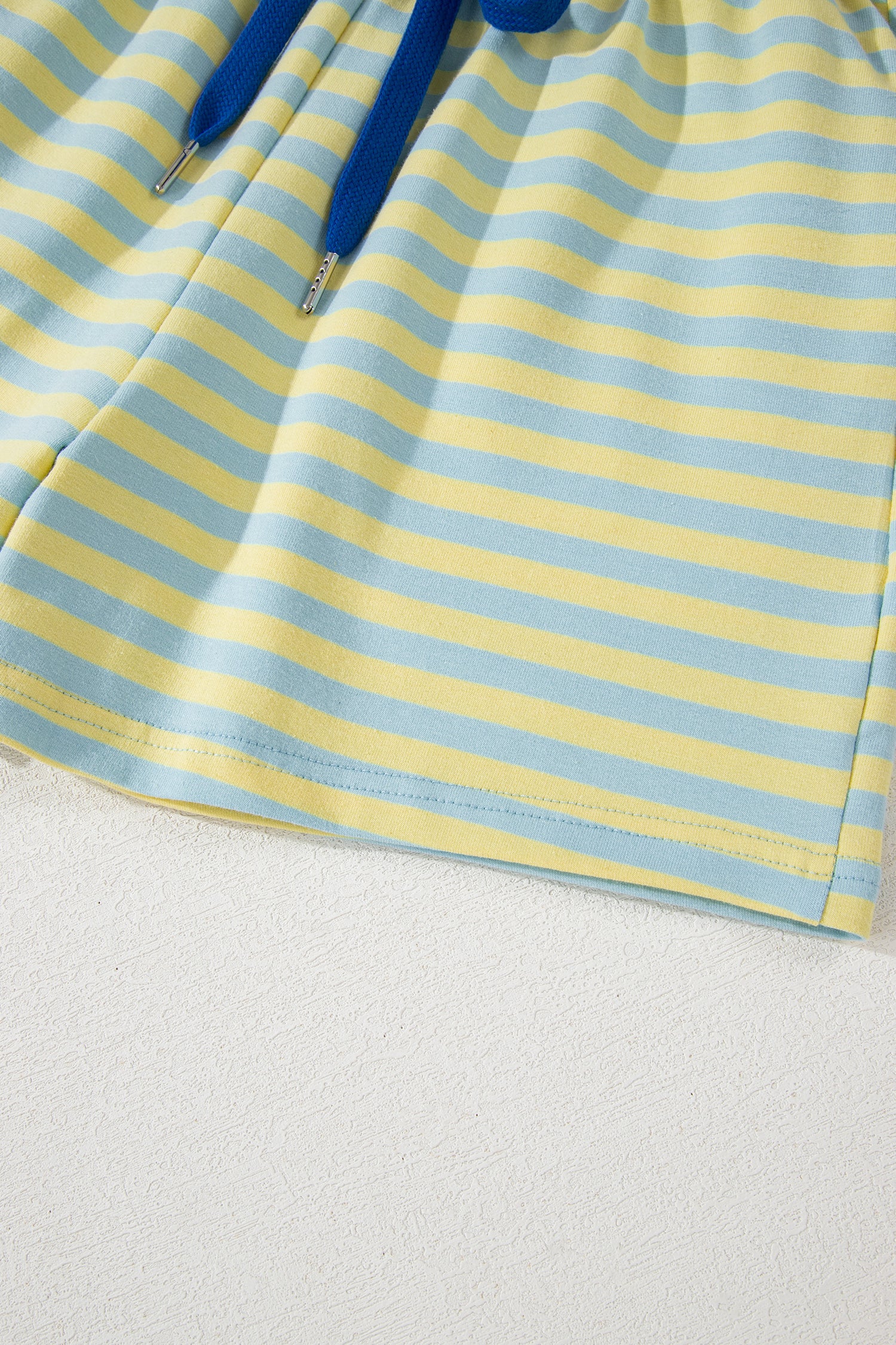 Striped Drop Shoulder Boxy Casual Terry Short Set