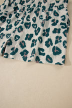 Brown Plus Size Leopard Color Block Trim Short 2pcs Set