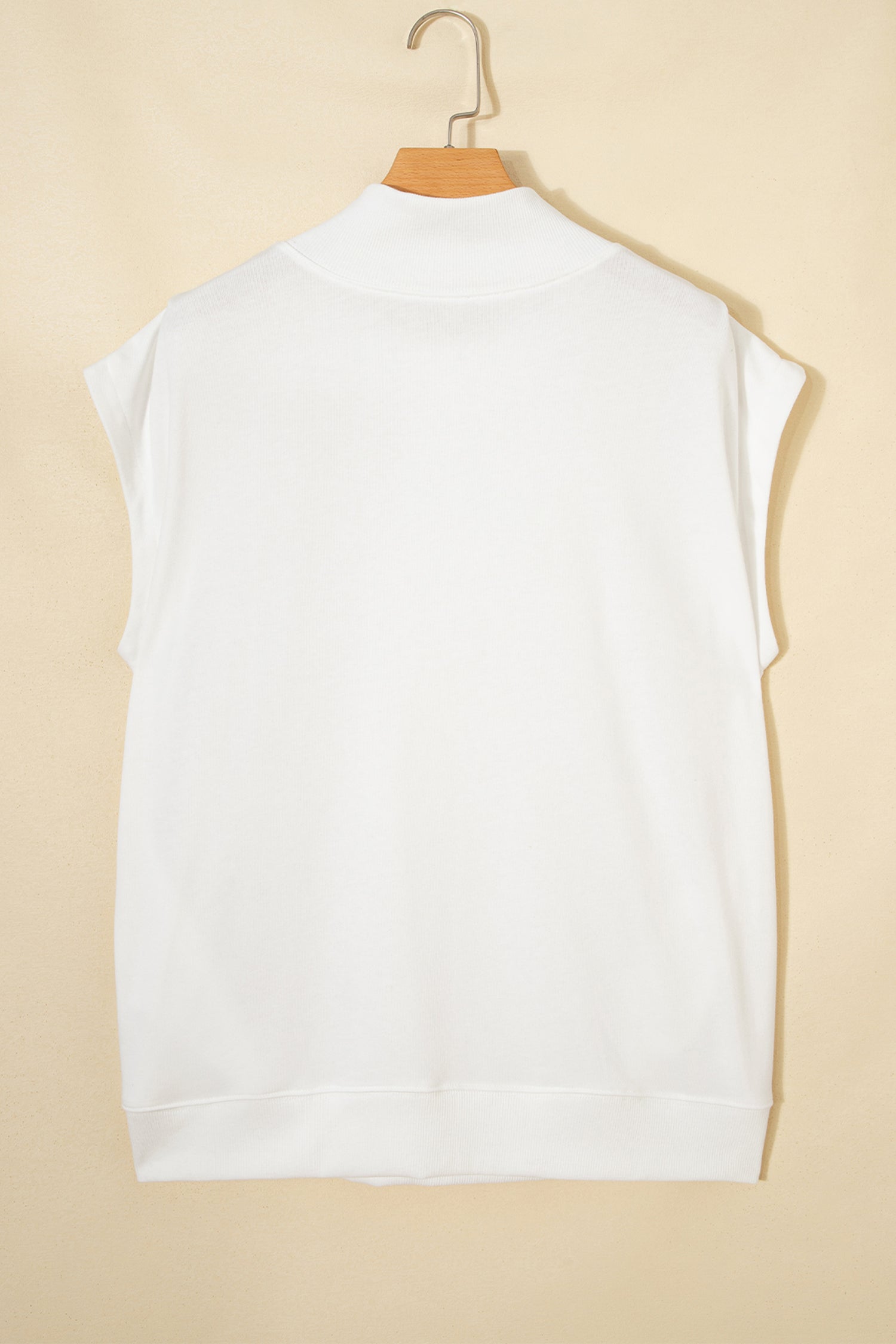 Solid Color High Neck Cap Sleeve Loose Top