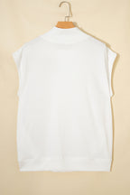Solid Color High Neck Cap Sleeve Loose Top