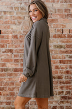 Simply Taupe Waffle Knit Shirt Tunic Dress