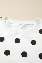 White Plus Size Polka Dot Printed Tank Split Skort 2pcs Outfit