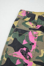 Multicolour Abstract Camouflage Print Contrast Leopard Patchwork Straight Leg Jeans