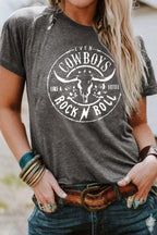 Grey Western Letter Steer Head Graphic Tee