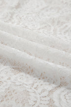 White Tie Spaghetti Straps Floral Lace Overlay Long Dress