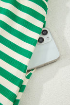 Textured Stripe Print Contrast Trim Zip Collar Sleeveless 2pcs Skort Set
