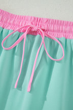 Color Block Edge Drop Shoulder T Shirt and Skort 2Pcs Set