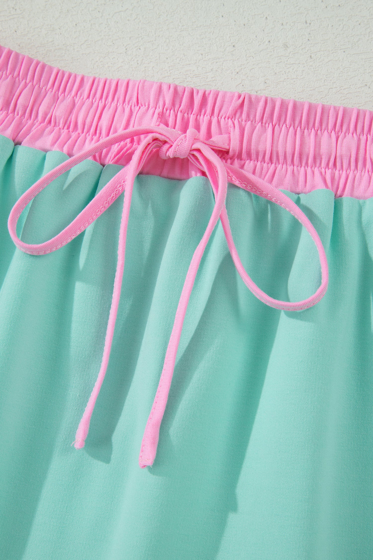Color Block Edge Drop Shoulder T Shirt and Skort 2Pcs Set