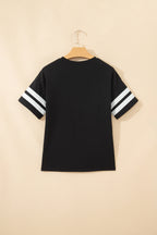 Varsity Striped Short Sleeve Crew Neck T Shirt