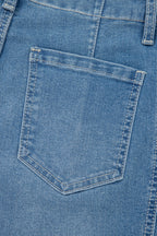 Sky Blue Medium Wash Cuffed Barrel Jeans