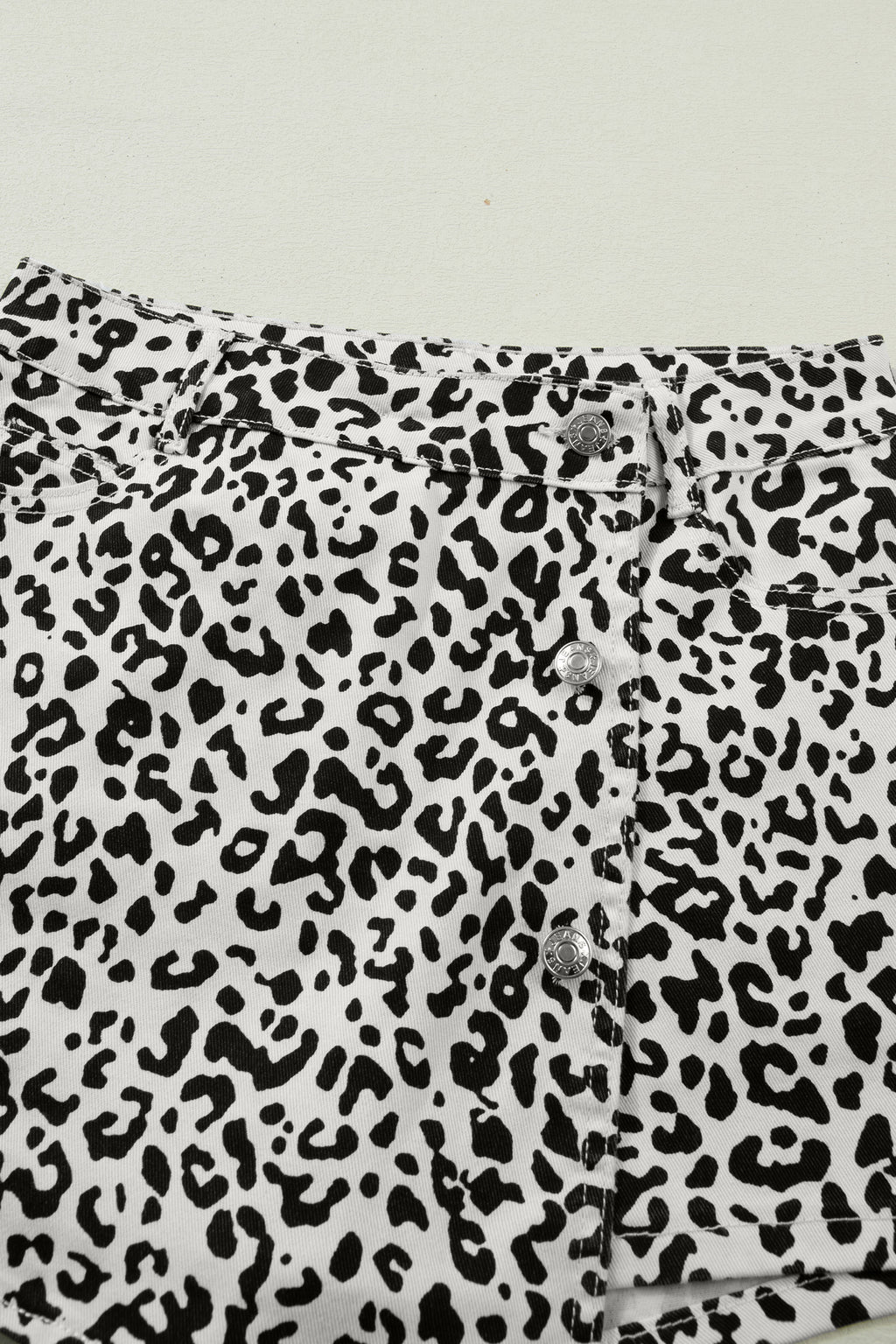 Brown Leopard Print Button Overlap Denim Shorts