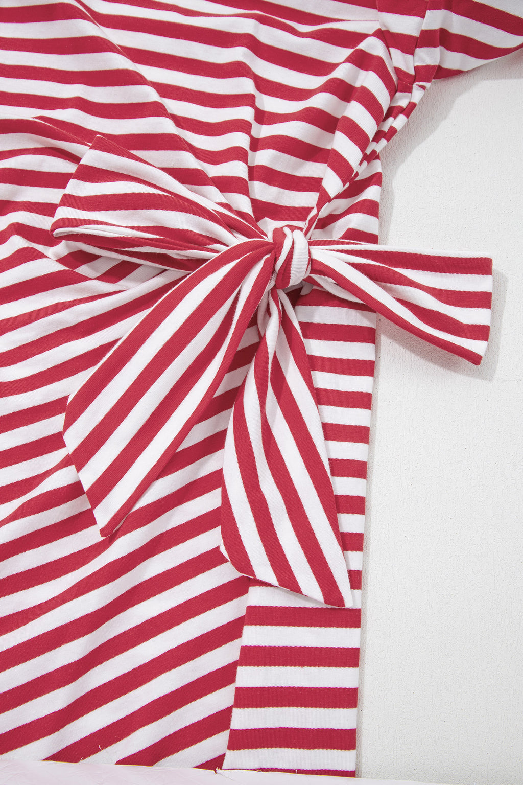 Striped Nautical Tie Contrast Trim Round Neck T Shirt Mini Dress