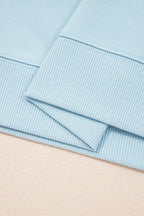 Solid Colour Ribbed Trim Short Sleeve Top Drawstring Loose Pants 2pcs Outfit
