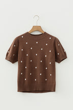 Elegant Polka Dot Bubble Short Sleeve Sweater