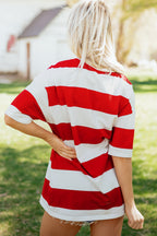 Racing Red Striped Color Block Oversize Tunic Tee