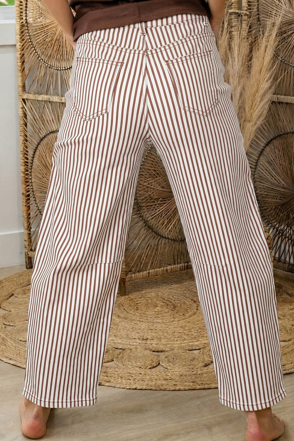 Striped Casual Barrel Jeans