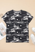 Desert Sand Print Short Sleeve Knit Top