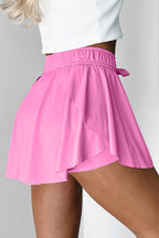 Drawstring Elastic Waistband Lined Tennis Skorts