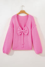 Festive Bow Backless Bubble Sleeve Sweater