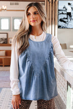 Myosotis Denim Pleated Patchwork Sleeveless Top