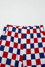 2-Tone Checked Print High Waist Wide Leg Pants