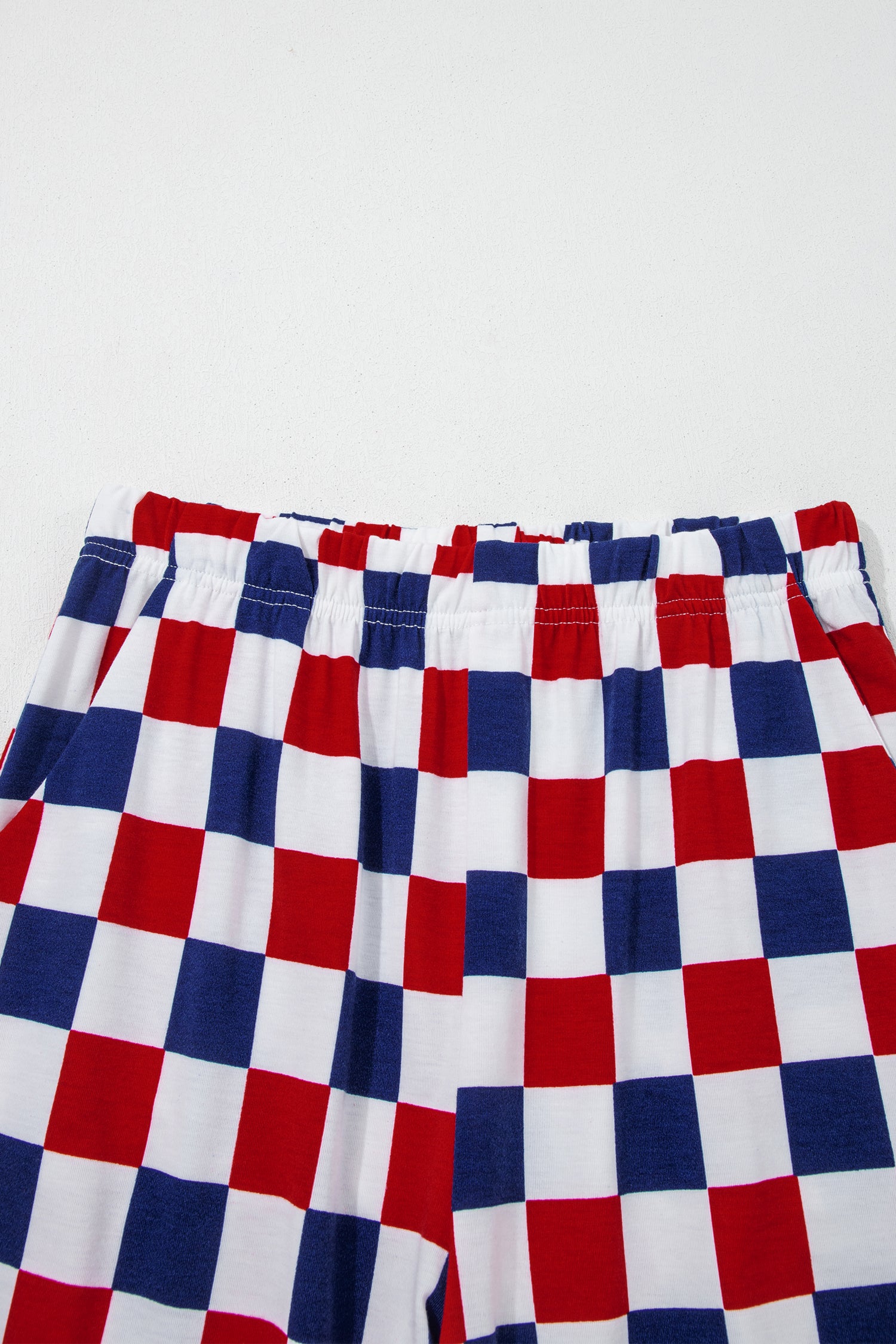 2-Tone Checked Print High Waist Wide Leg Pants