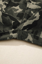 Green Camouflage Print Multi Pocketed Womens Denim Pants