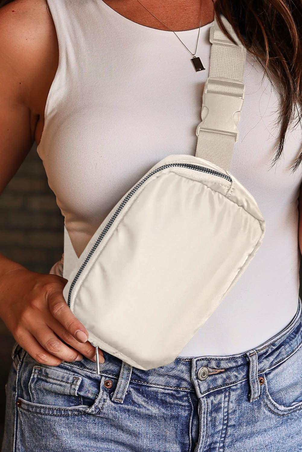Waterproof Zipped Crossbody Chest Bag 20*5*14cm